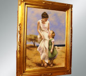 Картина "Мама с дочкой у моря", 70х90 см, Bertozzi Cornici