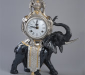 Настольные часы "Чёрный слон", Linea Argenti