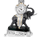Настольные часы "Чёрный слон" на подставке, Linea Argenti