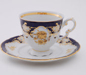 Набор чашек для кофе, 6 шт, Соната "Кобальт, Золотая роза", 1457, Leander