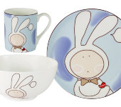 Набор из 3-х предметов Зайчонок: кружка, тарелка, миска