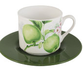 Чашка с блюдцем Зеленые яблоки
