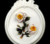 Панно барокко овальное с розами, P27, элитный фарфор, Dea Capodimonte