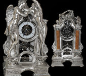 Часы "Эрос и Психея" c красными колоннами, Linea Argenti