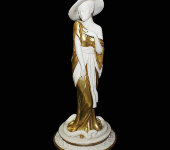 Статуэтка "Дама в шляпе" модель 1930, белая с золотом, Elite & Fabris