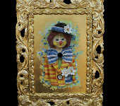 Картина "Клоун в котелке с ромашками", Zampiva