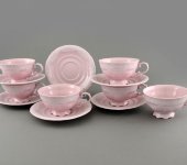 Набор чашек для чая, 6 шт, Соната Розовый фарфор "Белые узоры", 3001, Leander