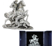 Скульптура "Георгий Победоносец", упаковка - чемодан, Linea Argenti