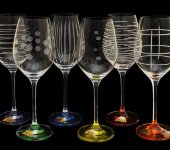 Набор бокалов для вина "Celebration - Разноцветные ножки", 6 шт, Rona
