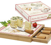 Набор д/сыра: доска, выдвижной ящик с 4-мя ножами, бамбук/стекло FROMAGE в подарочной упаковке