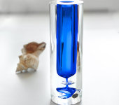 Ваза декоративная цилиндр синяя 28см "синяя капля", Vaclav Ruzicka-RIVA GLASS