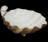 Вазочка для конфет "Ракушка", цвет: белый с золотой отделкой, 10х14х19 1260/OP