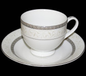 Набор из 6-ти чайных пар "Лилия" (12 предметов), цвет декора: платиновый J06-013WH-PAIR