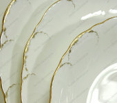 Набор тарелок пирожковых "Белый с золотом", 17 см, Narumi