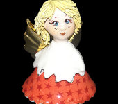 Статуэтка-колокольчик "Ангел", в красном платье с жёлтыми волосами, Zampiva