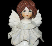 Статуэтка-колокольчик "Ангел", белый, с тёмными волосами, Zampiva