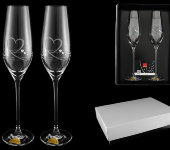 Набор бокалов для шампанского (2 шт) "Маленькое сердце с прозрачными кристаллами", Rona