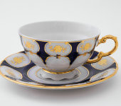 Набор чашек для чая, 6 шт, Соната "Кобальт, золотой цветок", 0443, Leander