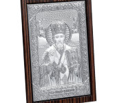 Декоративное панно "Николай Чудотворец", декор серебряного цвета, 11х14 cm PD244E