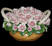 Декоративная корзина с розами, Artigiano Capodimonte  