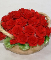 Декоративная корзина с розами, Artigiano Capodimonte  