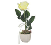 Декоративные цветы Роза жёлтая в керам.вазе