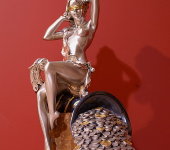 Скульптура "Фортуна" на коричневой мраморной подставке с чернением, Linea Argenti