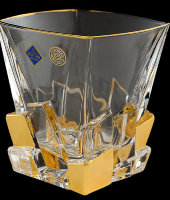 Набор стаканов для виски "Crack" голд, 6 шт, хрусталь, Bohemia Jihlava
