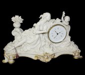  Часы "Дама с ангелом" белый с золотом, Porcellane Principe