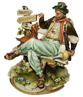 Статуэтка "Бродяга с собачкой" на подставке, Porcellane Principe