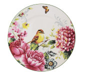 Тарелка обеденная Цветы и птицы