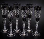 Бокалы для шампанского "Чёрный бриллиант", набор 6 шт, Cristallerie DE Montbronn