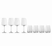 Набор из 4-х бокалов для вина, объем 535 мл., 4-х стаканов для воды объем 500 мл, серия Vivid Senses