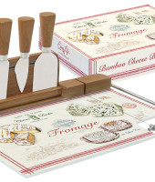 Набор д/сыра: разделочная доска (стекло) + 4 ножа FROMAGE в подарочной упаковке