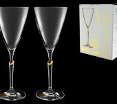 Набор бокалов для вина (2 шт) "FIRST LADY" (Первая Леди) с золотом на ножке, Rona