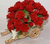 Декоративная тележка с розами и птичками, Artigiano Capodimonte