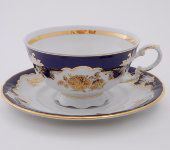 Набор чашек для чая, 6 шт, Соната "Кобальт, Золотая роза", 1457, Leander