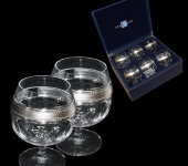 Набор для коньяка, 6 бокалов, отделка серебряного цвета, 13х27х30 см CR1803BC