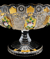 Салатник на ножке 21 см, хрусталь с лепкой, Aurum Crystal