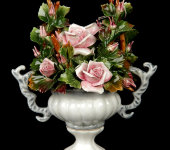 Чаша барокко с розами, F2323, элитный фарфор, Dea Capodimonte