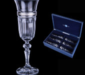 Набор для шампанского, 6 бокалов, отделка серебряного цвета, 21,5х6 см, CR1806BC