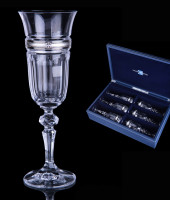 Набор для шампанского, 6 бокалов, отделка серебряного цвета, 21,5х6 см, CR1806BC