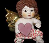 Статуэтка "Ангел с серцем", в красной повязке, с тёмными волосами, Zampiva