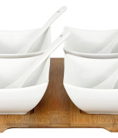 Набор д/закуски: 4 салатника с 4 ложками на подносе в подарочной упаковке