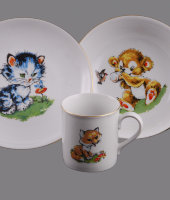 Детский набор 3 предмета "Весёлые зверюшки", Leander