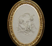 Барельеф "Ангелочки с розами", рама золотая, Porcellane Principe