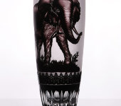Ваза хрустальная "Аладдин - Слон", черный, 5040/32, Arnstadt Kristall