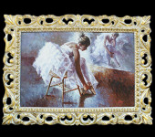 Картина "Балерина на стуле у зеркала", рамка: дерево цвета слоновой кости, 60х90 cm 106RPI69B/B35