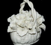 Декоративная корзина с ручкой и розами, Artigiano Capodimonte