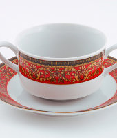 Набор чашек для супа, 6 шт, Сабина "Красная лента", 0979, Leander